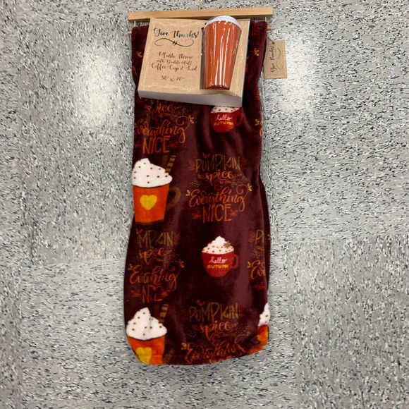 Fall Pumpkin Spice Latte Coffee Cup Hello Autumn Decor Throw Plush Blanket NEW - Picture 3 of 7